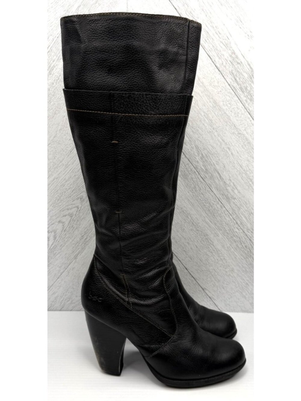b.o.c. Knee High Boots Womens 6 Black Leather Comfort Side Zip Block Heel Y2K - Picture 3 of 15